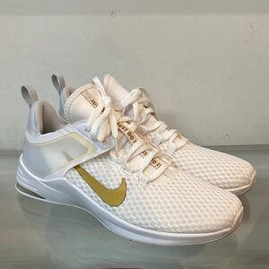 Nike Air Max Bella 2 White and Gold Training Sneakers